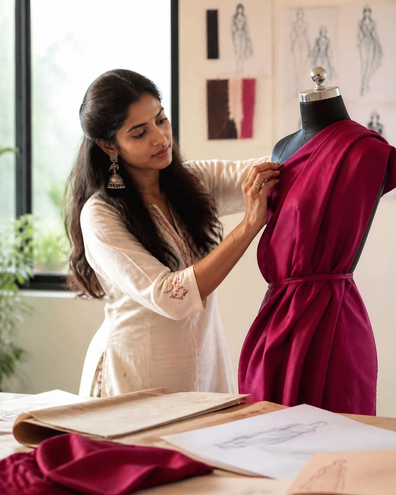 Fashion designing class at Shanas Institute of Technology, Trichy